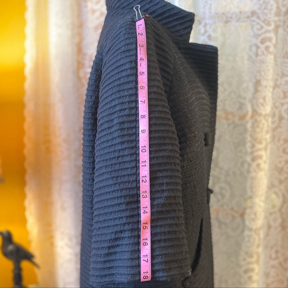 Gorgeous VTG 1960’s Black Mid-Mod Ribbed Wool-Blend Swing Coat - XL - Picture 8 of 11